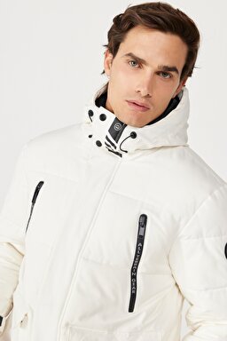 All Terrain Gear Regular Fit Normal Kesim Kapüşonlu Beyaz Şişme Mont - Black-W232217001 (görsel 3)