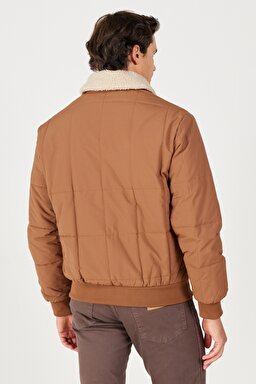 Regular Fit Normal Kesim Kahverengi Sherpa Bomber Ceket - Brown-W232228220 (görsel 6)