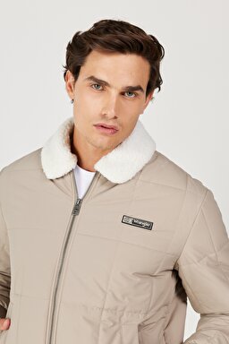 Regular Fit Normal Kesim Bej Sherpa Bomber Ceket - Beige-W232228614 (görsel 3)