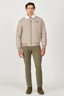 Regular Fit Normal Kesim Bej Sherpa Bomber Ceket - Beige-W232228614 (görsel 6)