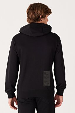 Regular Fit Normal Kesim Kapüşonlu Şardonlu Siyah Sweatshirt - Black-W232242001 (görsel 5)
