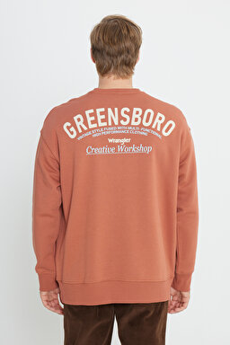 Oversize Fit Geniş Kesim Bisiklet Yaka Şardonlu Tarçın Sweatshirt - Light Brown-W232243219 (görsel 5)