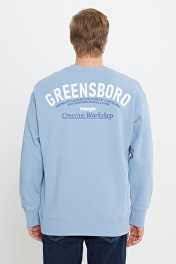 Oversize Fit Geniş Kesim Bisiklet Yaka Şardonlu Açık Mavi Sweatshirt - Light Blue-W232243404 (görsel 2)