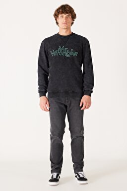 Regular Fit Normal Kesim %100 Pamuk Bisiklet Yaka Siyah Sweatshirt - Black-W232249001 (görsel 5)