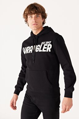 Regular Fit Normal Kesim Kapüşonlu İçi Polarlı Siyah Sweatshirt - Black-W232257001 (görsel 2)