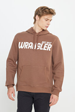 Regular Fit Normal Kesim Kapüşonlu İçi Polarlı Kahverengi Sweatshirt - Brown-W232257220 (görsel 2)