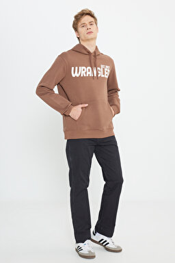 Regular Fit Normal Kesim Kapüşonlu İçi Polarlı Kahverengi Sweatshirt - Brown-W232257220 (görsel 3)