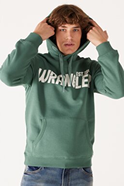 Regular Fit Normal Kesim Kapüşonlu İçi Polarlı Yeşil Sweatshirt - Green-W232257300 (görsel 3)