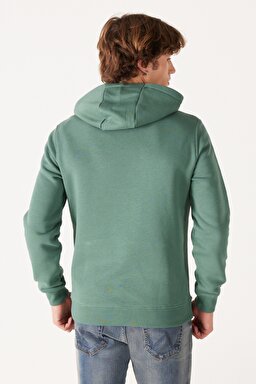Regular Fit Normal Kesim Kapüşonlu İçi Polarlı Yeşil Sweatshirt - Green-W232257300 (görsel 5)