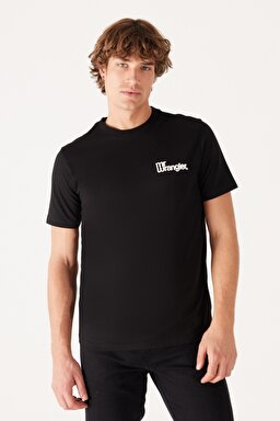 Regular Fit Normal Kesim %100 Pamuk Bisiklet Yaka Sırt Baskılı Siyah Tişört - Black-W232263001 (görsel 2)