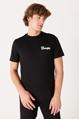 Regular Fit Normal Kesim %100 Pamuk Bisiklet Yaka Sırt Baskılı Siyah Tişört - Black-W232263001 (görsel 3)