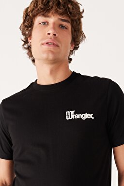 Regular Fit Normal Kesim %100 Pamuk Bisiklet Yaka Sırt Baskılı Siyah Tişört - Black-W232263001 (görsel 6)