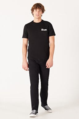 Regular Fit Normal Kesim %100 Pamuk Bisiklet Yaka Sırt Baskılı Siyah Tişört - Black-W232263001 (görsel 7)