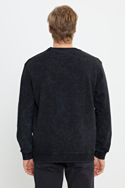Regular Fit Normal Kesim Bisiklet Yaka Siyah Sweatshirt - Black-W232265001 (görsel 5)