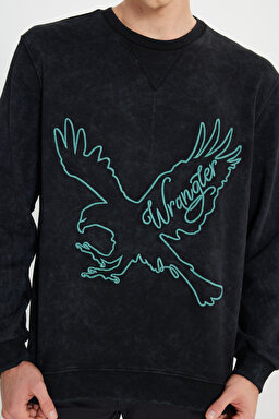 Regular Fit Normal Kesim Bisiklet Yaka Siyah Sweatshirt - Black-W232265001 (görsel 6)