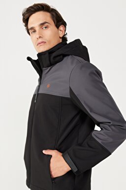 All Terrain Gear Regular Fit Normal Kesim Kapüşonlu Fermuarlı Siyah Ceket - Black-W232270001 (görsel 5)