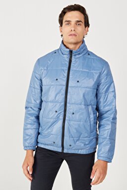 All Terrain Gear Relaxed Fit Geniş Kesim Dik Yaka Çift Kullanımı Siyah Mavi Parka - Black-W232281001 (görsel 7)