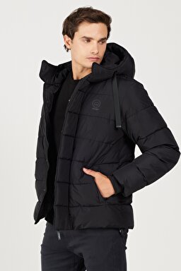 All Terrain Gear Regular Fit Normal Kesim Kapüşonlu Siyah Şişme Mont - Black-W232282001 (görsel 2)