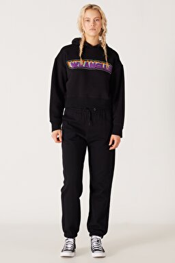 Regular Fit Normal Kesim Kapüşonlu İçi Polarlı Siyah Sweatshirt - Black-W232302001 (görsel 4)