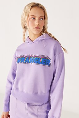 Regular Fit Normal Kesim Kapüşonlu İçi Polarlı Lila Sweatshirt - Light Lilac-W232302816 (görsel 2)