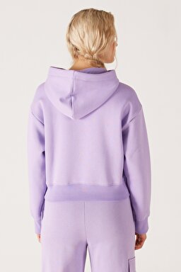 Regular Fit Normal Kesim Kapüşonlu İçi Polarlı Lila Sweatshirt - Light Lilac-W232302816 (görsel 6)