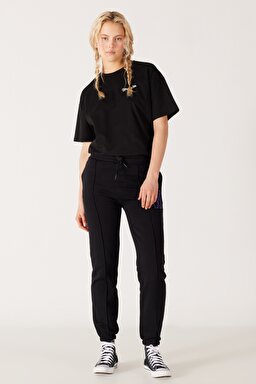 Regular Fit Normal Kesim İçi Polarlı Cepli Siyah Jogger Eşofman Altı - Black-W232332001 (görsel 2)