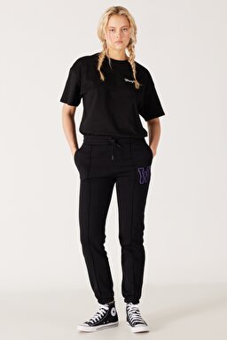Regular Fit Normal Kesim İçi Polarlı Cepli Siyah Jogger Eşofman Altı - Black-W232332001 (görsel 3)