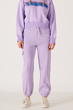 Regular Fit Normal Kesim İçi Polarlı Cepli Lila Jogger Eşofman Altı - Light Lilac-W232349816