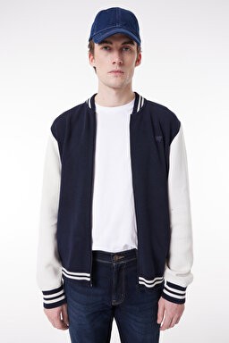 Regular Fit Normal Kesim Dik Yaka Lacivert Bomber Ceket - Navy-W232387410