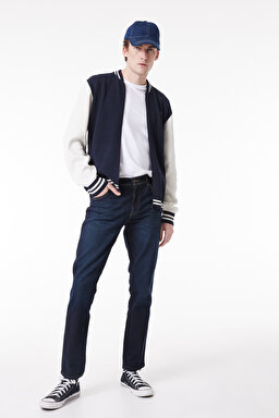 Regular Fit Normal Kesim Dik Yaka Lacivert Bomber Ceket - Navy-W232387410 (görsel 2)
