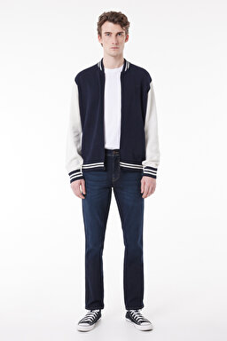 Regular Fit Normal Kesim Dik Yaka Lacivert Bomber Ceket - Navy-W232387410 (görsel 3)