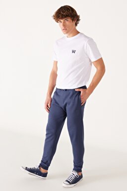 Regular Fit Normal Kesim İçi Polarlı Lacivert Jogger Eşofman Altı - Indigo-W232400315 (görsel 4)