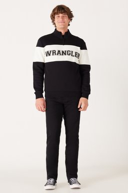 Regular Fit Normal Kesim %100 Pamuk İçi Polarlı Dik Yaka Siyah Sweatshirt - Black-W232526001 (görsel 5)