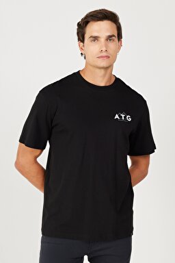 All Terrain Gear Loose Fit Rahat Kesim %100 Pamuk Bisiklet Yaka Sırt Baskılı Siyah Tişört - Black-W232539001 (görsel 4)