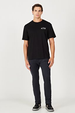 All Terrain Gear Loose Fit Rahat Kesim %100 Pamuk Bisiklet Yaka Sırt Baskılı Siyah Tişört - Black-W232539001 (görsel 7)