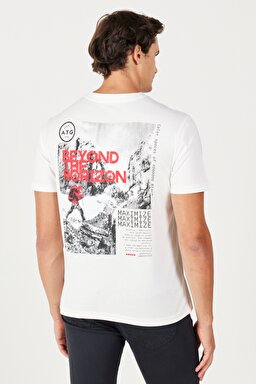 All Terrain Gear Regular Fit Normal Kesim %100 Pamuk Bisiklet Yaka Sırt Baskılı Beyaz Tişört - White-W232541100