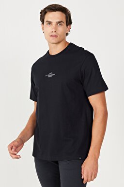 All Terrain Gear Oversize Fit Geniş Kesim %100 Pamuk Bisiklet Yaka Sırt Baskılı Siyah Tişört - Black-W232542001 (görsel 3)