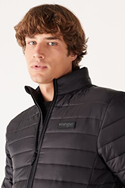 Regular Fit Normal Kesim Kapüşonlu Kapitone Siyah Şişme Mont - Black-W232548001 (görsel 3)