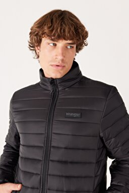 Regular Fit Normal Kesim Kapüşonlu Kapitone Siyah Şişme Mont - Black-W232548001 (görsel 4)