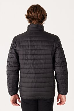 Regular Fit Normal Kesim Kapüşonlu Kapitone Siyah Şişme Mont - Black-W232548001 (görsel 6)