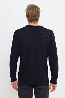 Regular Fit Normal Kesim Bisiklet Yaka Siyah Triko - Black-W232580001 (görsel 5)