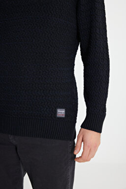 Regular Fit Normal Kesim Bisiklet Yaka Siyah Triko - Black-W232580001 (görsel 6)