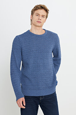 Regular Fit Normal Kesim Bisiklet Yaka Lacivert Triko - Navy-W232580410 (görsel 2)