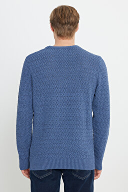 Regular Fit Normal Kesim Bisiklet Yaka Lacivert Triko - Navy-W232580410 (görsel 5)