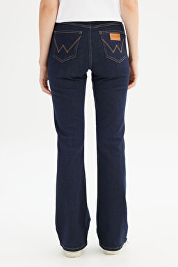 Flare Fit Normal Bel Geniş Paça Lacivert Esnek Jean Denim Pantolon - Rinse-W23300636 (görsel 5)