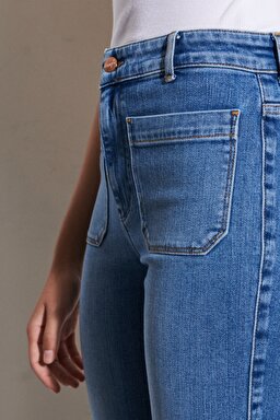 Flare Fit Yüksek Bel İspanyol Paça Esnek Jean Kot Pantolon - Morticia-W23368Z23 (görsel 3)