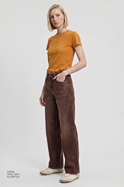 Pamuklu Loose Fit Rahat Kesim Cepli Esnek Pantolon - Cinnamon Chill-W23V210349991 (görsel 2)