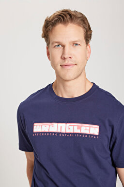 Regular Fit Normal Kesim Bisiklet Yaka %100 Pamuk Lacivert Tişört - Navy-W241199410 (görsel 4)