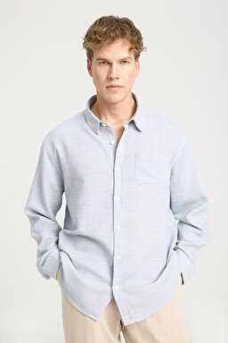 Loose Fit Rahat Kesim %100 Pamuk Gri Gömlek - Gray-W241248035