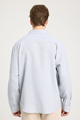 Loose Fit Rahat Kesim %100 Pamuk Gri Gömlek - Gray-W241248035 (görsel 5)